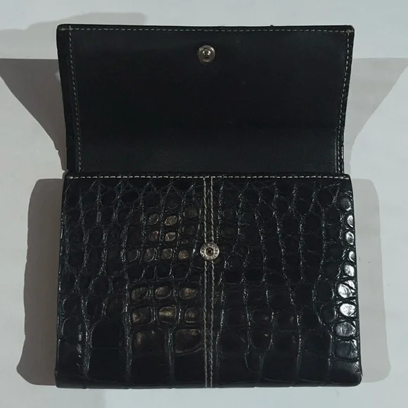 Authentic TOD’S Black Alligator Leather Tri-Fold Wallet